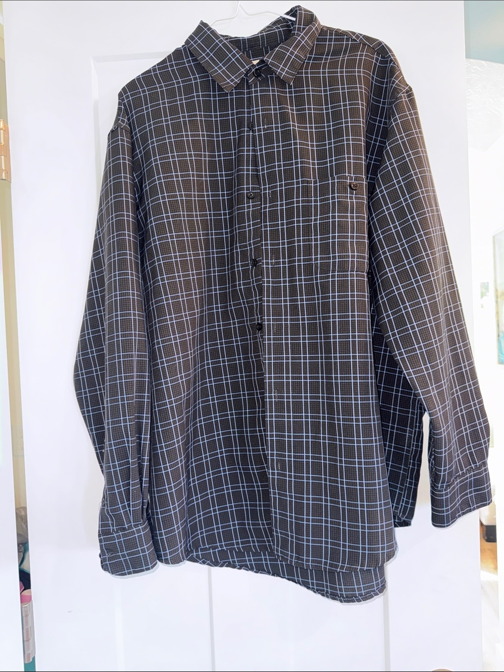 Men's Black & Blue Plaid Button-Down Shirt